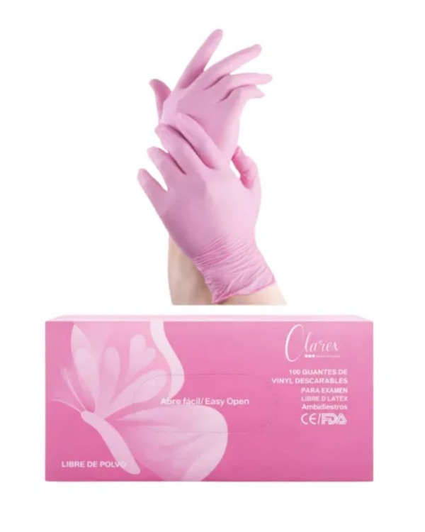 GUANTES DE VINIL ROSA